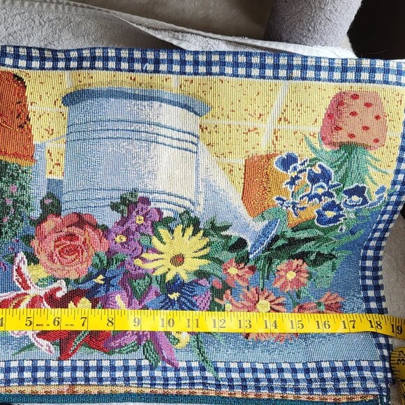 4 Tapestry Woven Placemats Floral Flower Pots vibrant colors GUC see pictures - Picture 3 of 3